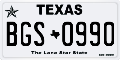 TX license plate BGS0990