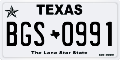 TX license plate BGS0991