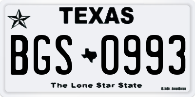 TX license plate BGS0993
