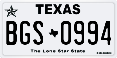 TX license plate BGS0994
