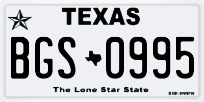 TX license plate BGS0995