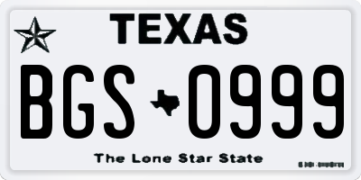 TX license plate BGS0999