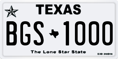 TX license plate BGS1000