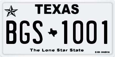 TX license plate BGS1001