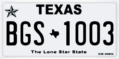 TX license plate BGS1003