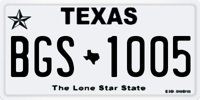 TX license plate BGS1005