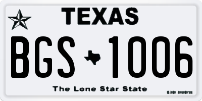 TX license plate BGS1006