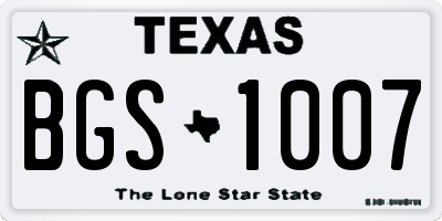 TX license plate BGS1007