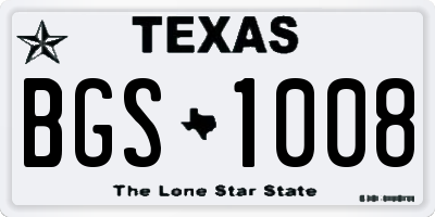 TX license plate BGS1008
