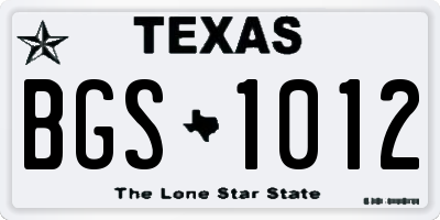 TX license plate BGS1012