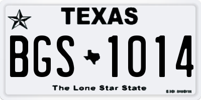 TX license plate BGS1014