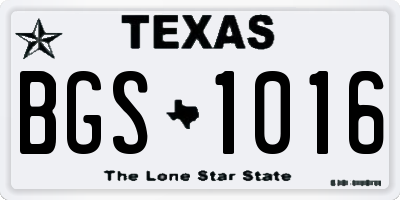 TX license plate BGS1016