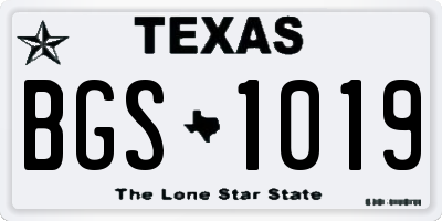 TX license plate BGS1019