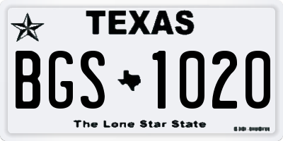TX license plate BGS1020