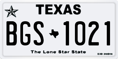 TX license plate BGS1021