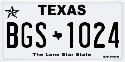 TX license plate BGS1024