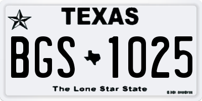 TX license plate BGS1025