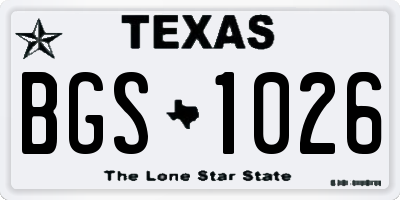 TX license plate BGS1026