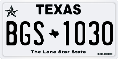 TX license plate BGS1030