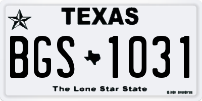 TX license plate BGS1031
