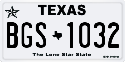 TX license plate BGS1032