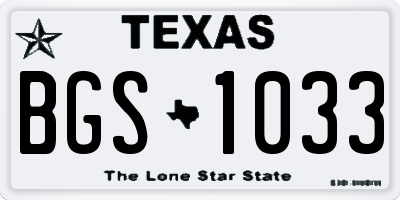 TX license plate BGS1033