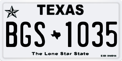 TX license plate BGS1035