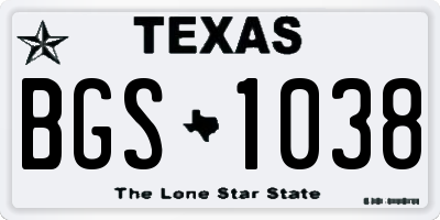 TX license plate BGS1038