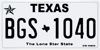 TX license plate BGS1040