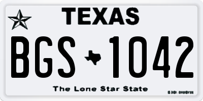 TX license plate BGS1042
