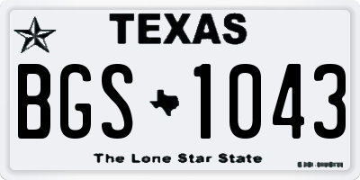 TX license plate BGS1043