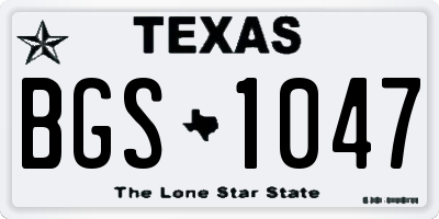 TX license plate BGS1047