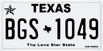 TX license plate BGS1049