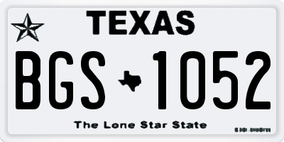 TX license plate BGS1052