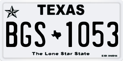 TX license plate BGS1053