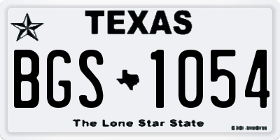 TX license plate BGS1054