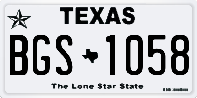 TX license plate BGS1058