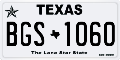 TX license plate BGS1060