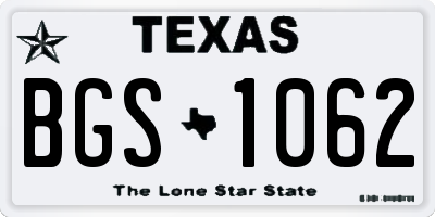 TX license plate BGS1062