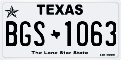 TX license plate BGS1063