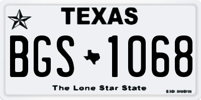TX license plate BGS1068