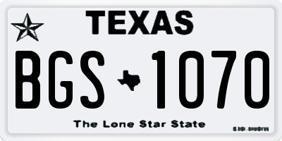 TX license plate BGS1070