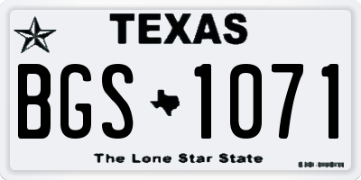 TX license plate BGS1071