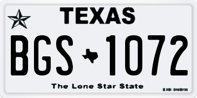 TX license plate BGS1072