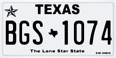 TX license plate BGS1074