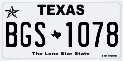 TX license plate BGS1078