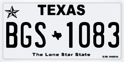 TX license plate BGS1083