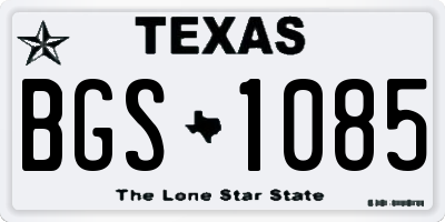 TX license plate BGS1085