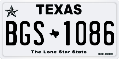 TX license plate BGS1086