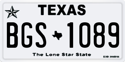 TX license plate BGS1089